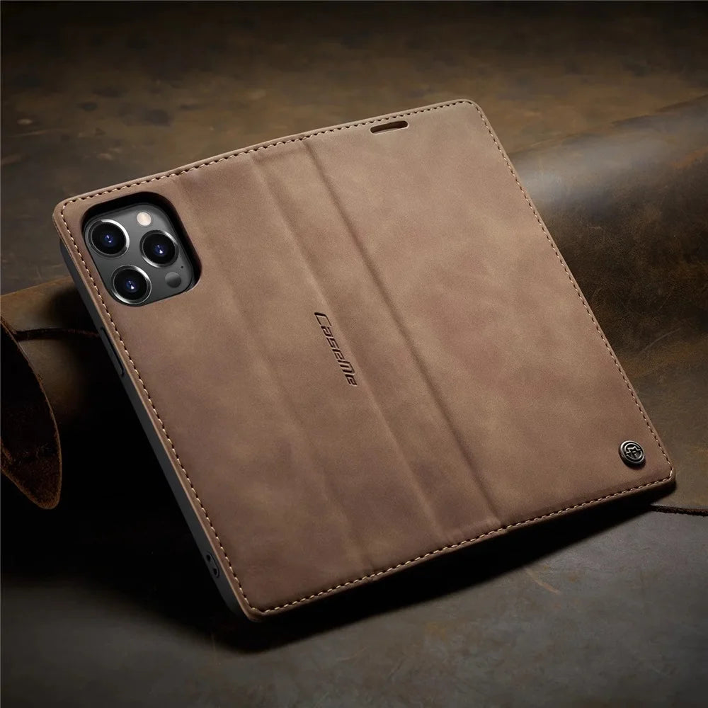 Matte Leather Flip iPhone Case - DealJustDeal