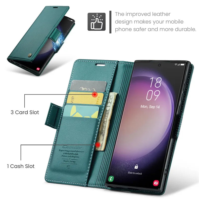 Magnetic Wallet Leather Galaxy A, Note and S Case - DealJustDeal