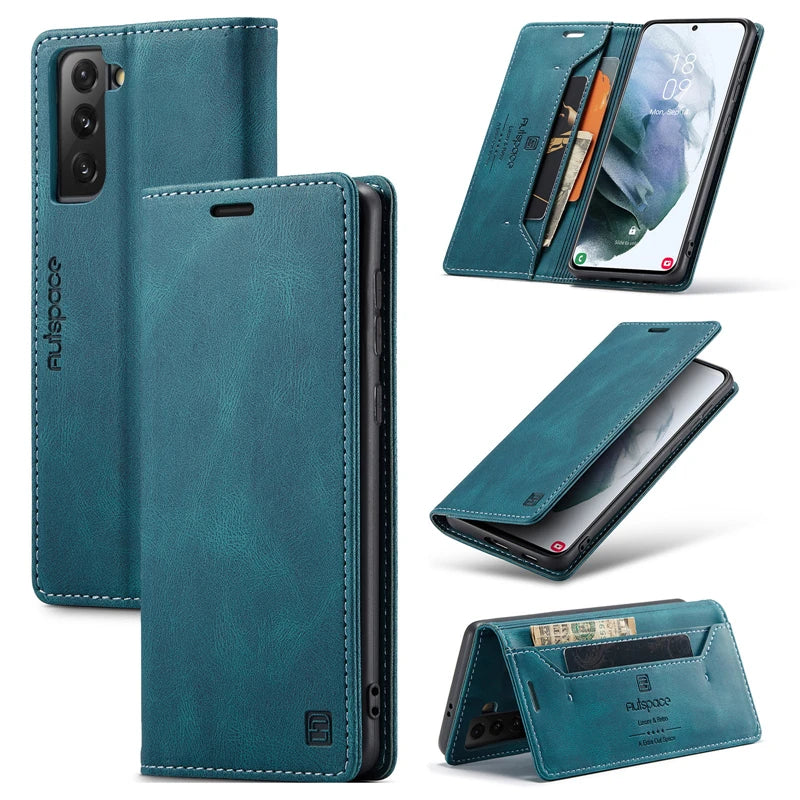 Flip Magnetic Card Pocket Leather Galaxy A, M and Note Case - DealJustDeal