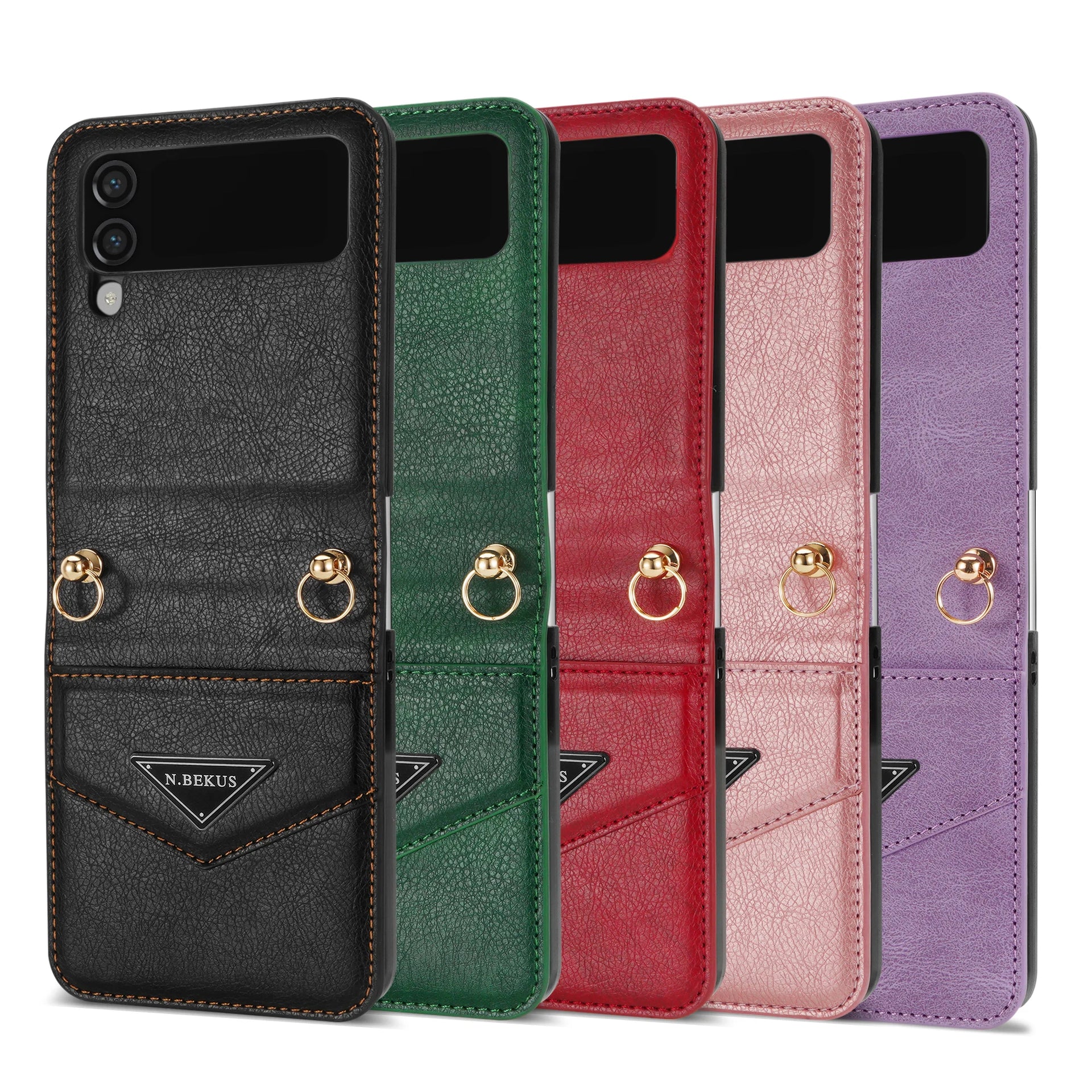 Geometric Cards Slot Crossbody Leather Galaxy Z Flip Case - DealJustDeal