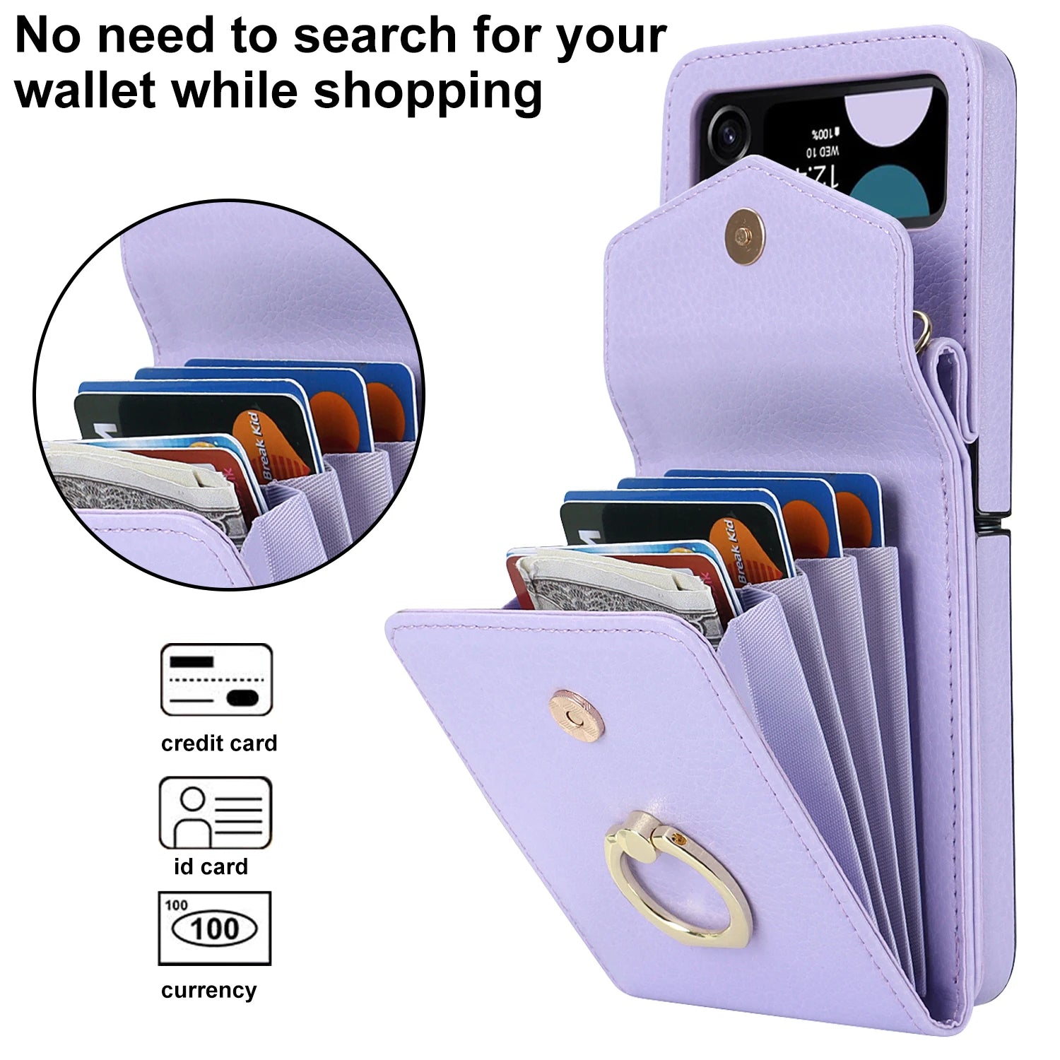 RFID Cards Slot Wallet Leather Galaxy Z Flip Case - DealJustDeal