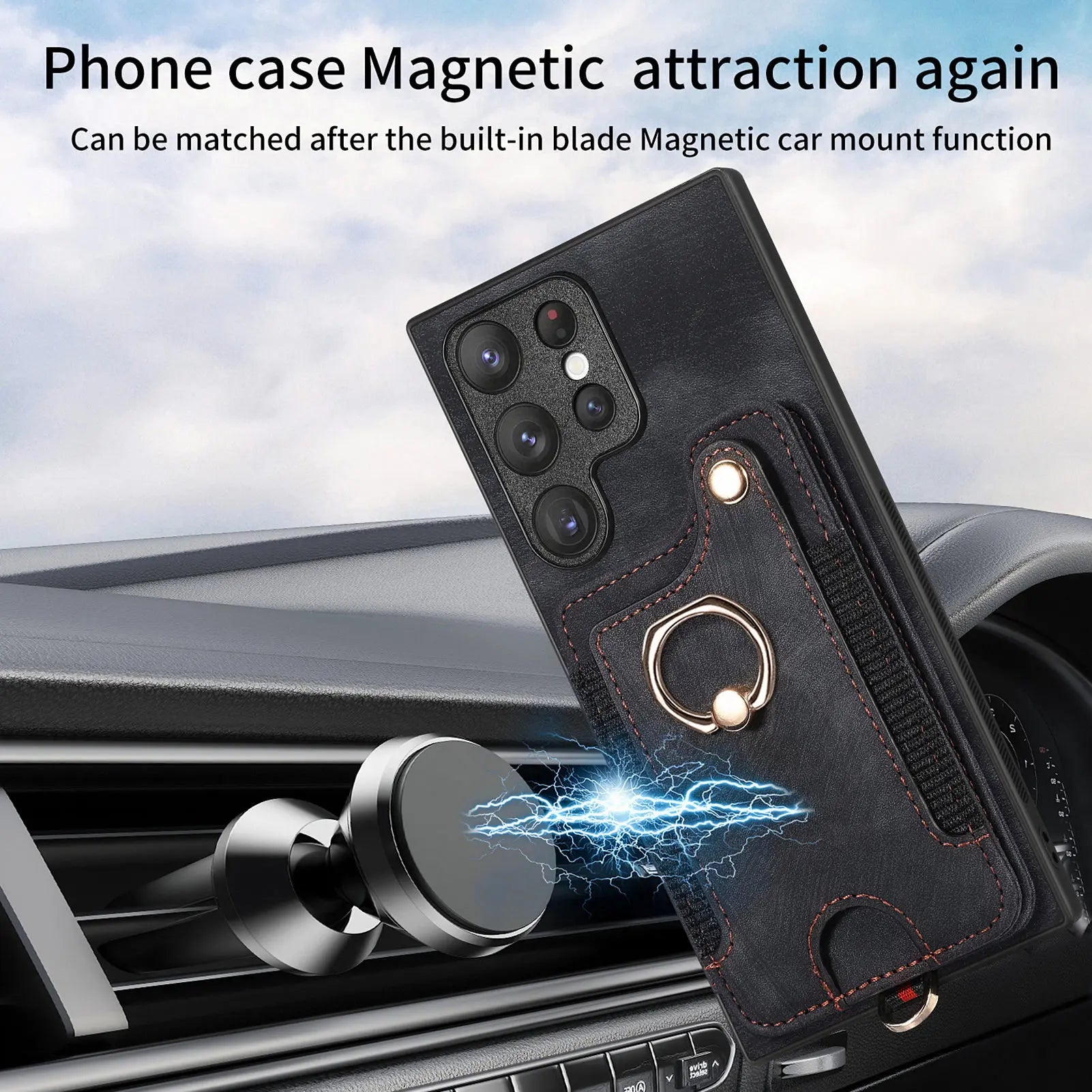 Magnetic Kickstand Wallet Ring Holder Flip Leather Galaxy S and M Case - DealJustDeal