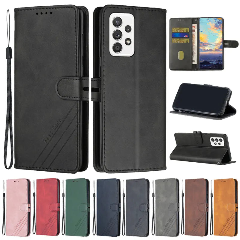 Leather Wallet Flip Galaxy A, F and M Case - DealJustDeal