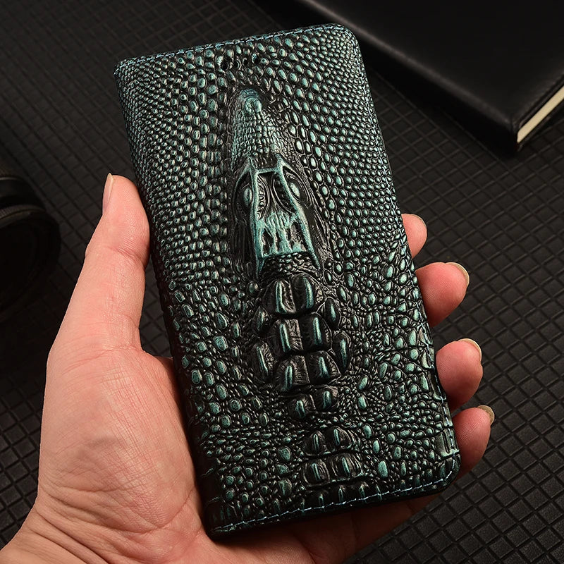 Retro 3D Crocodile Head Genuine Leather iPhone Case - DealJustDeal