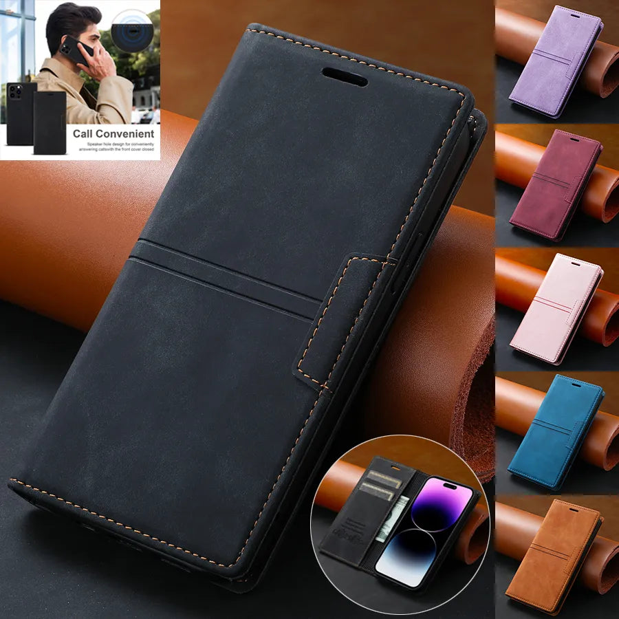 Wallet Fantastic Suction Card Magnetic Flip Leather iPhone Case - DealJustDeal