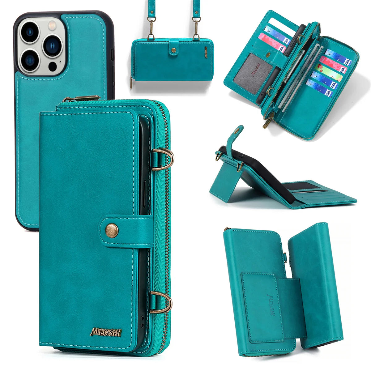 Zipper Purse Crossbody Detachable Wallet iPhone Case - DealJustDeal