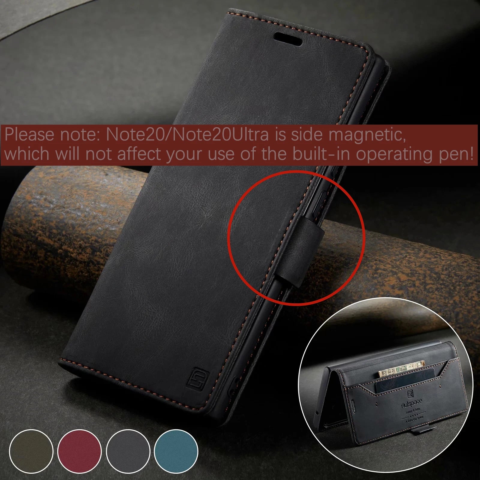 Flip Magnetic Card Pocket Leather Galaxy A, M and Note Case - DealJustDeal