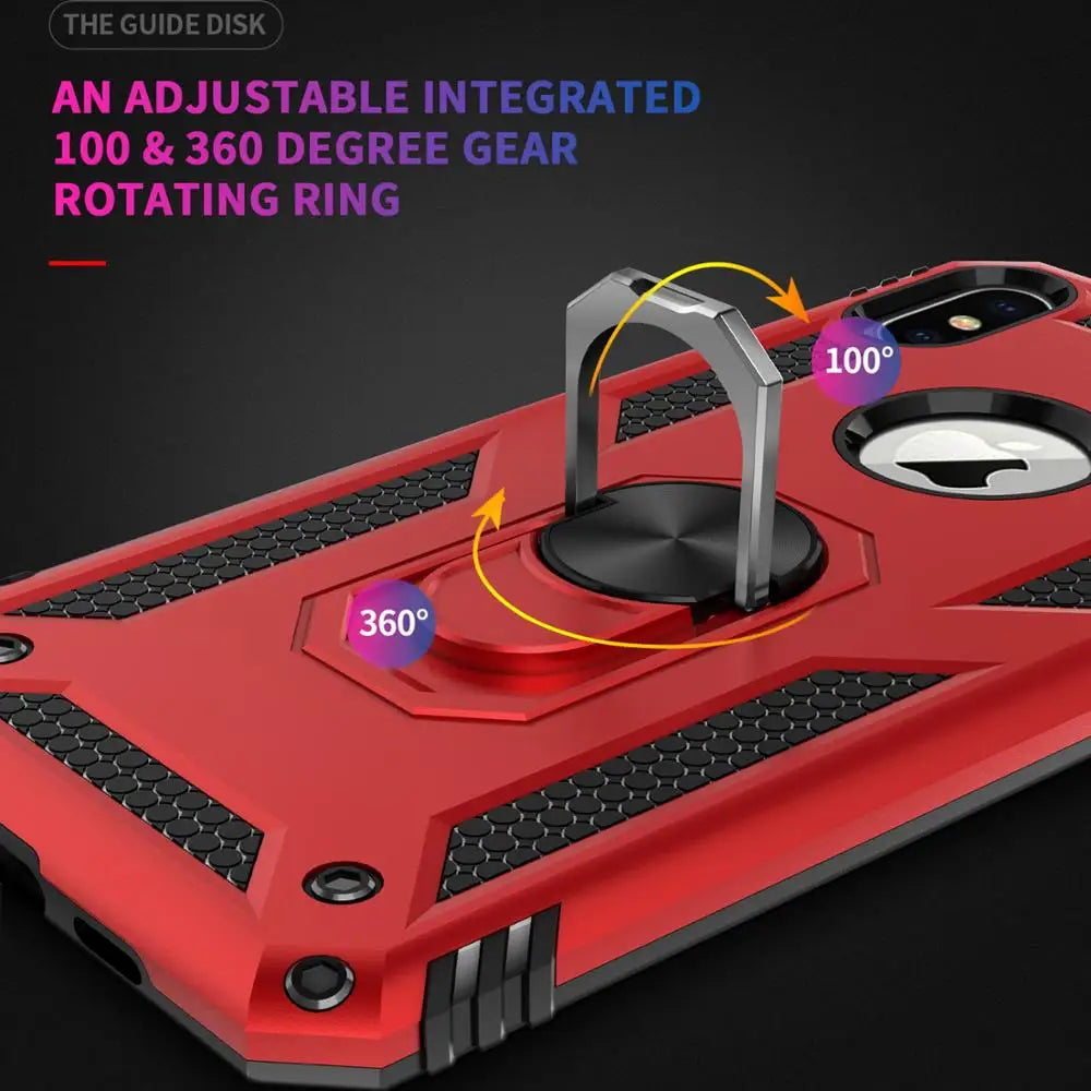 Car Bracket Magnetic Finger Ring Holder Armor iPhone Case - DealJustDeal