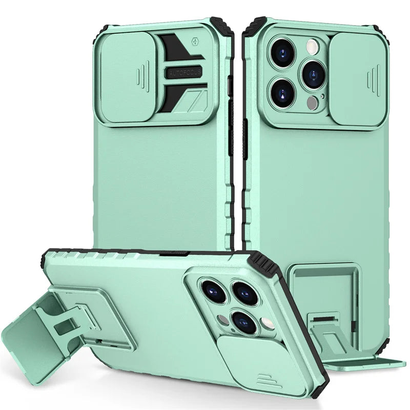 Shockproof Armor Slide Camera Lens Protect iPhone Case - DealJustDeal