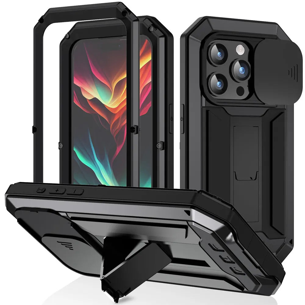 Tempered Glass Armor Metal iPhone Case - DealJustDeal