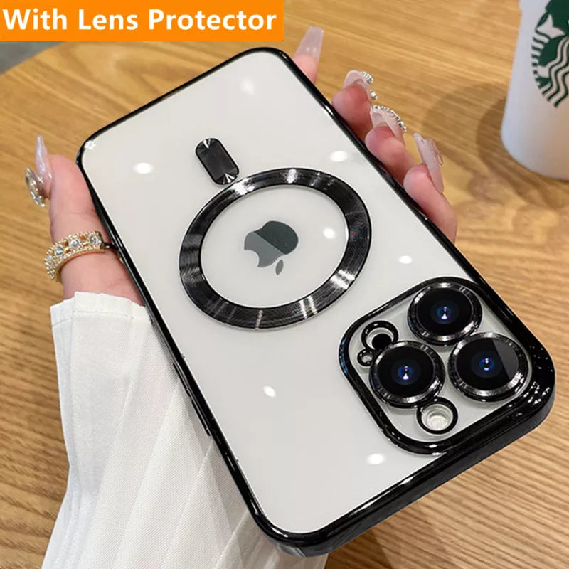 Plating Magsafe Magnetic iPhone Case With Camera Lens Protector - DealJustDeal