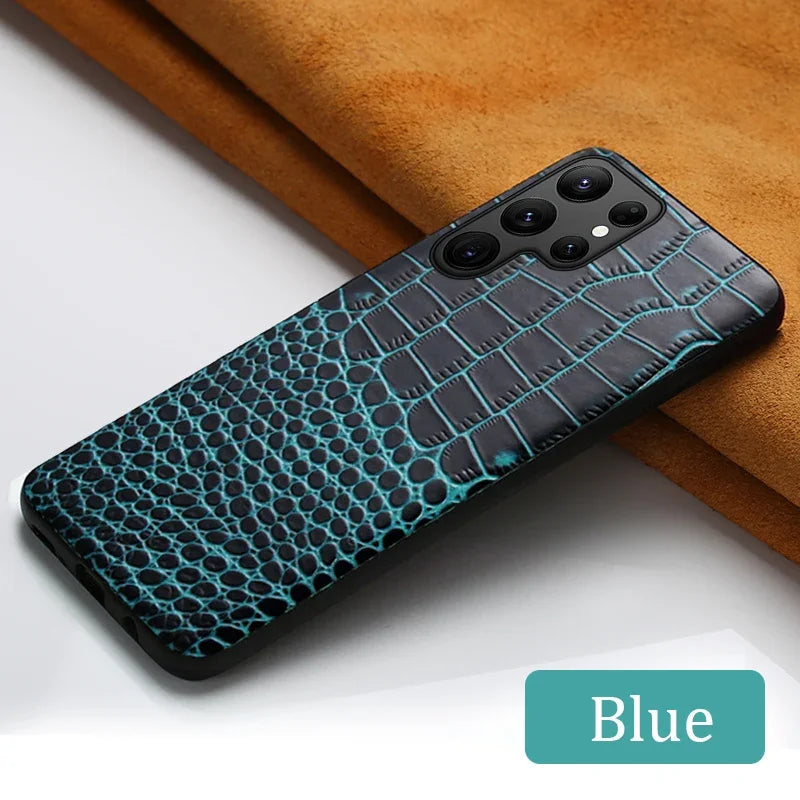 Retro Crocodile Alligator Grain Armor  Genuine Leather Galaxy A and Note Case - DealJustDeal