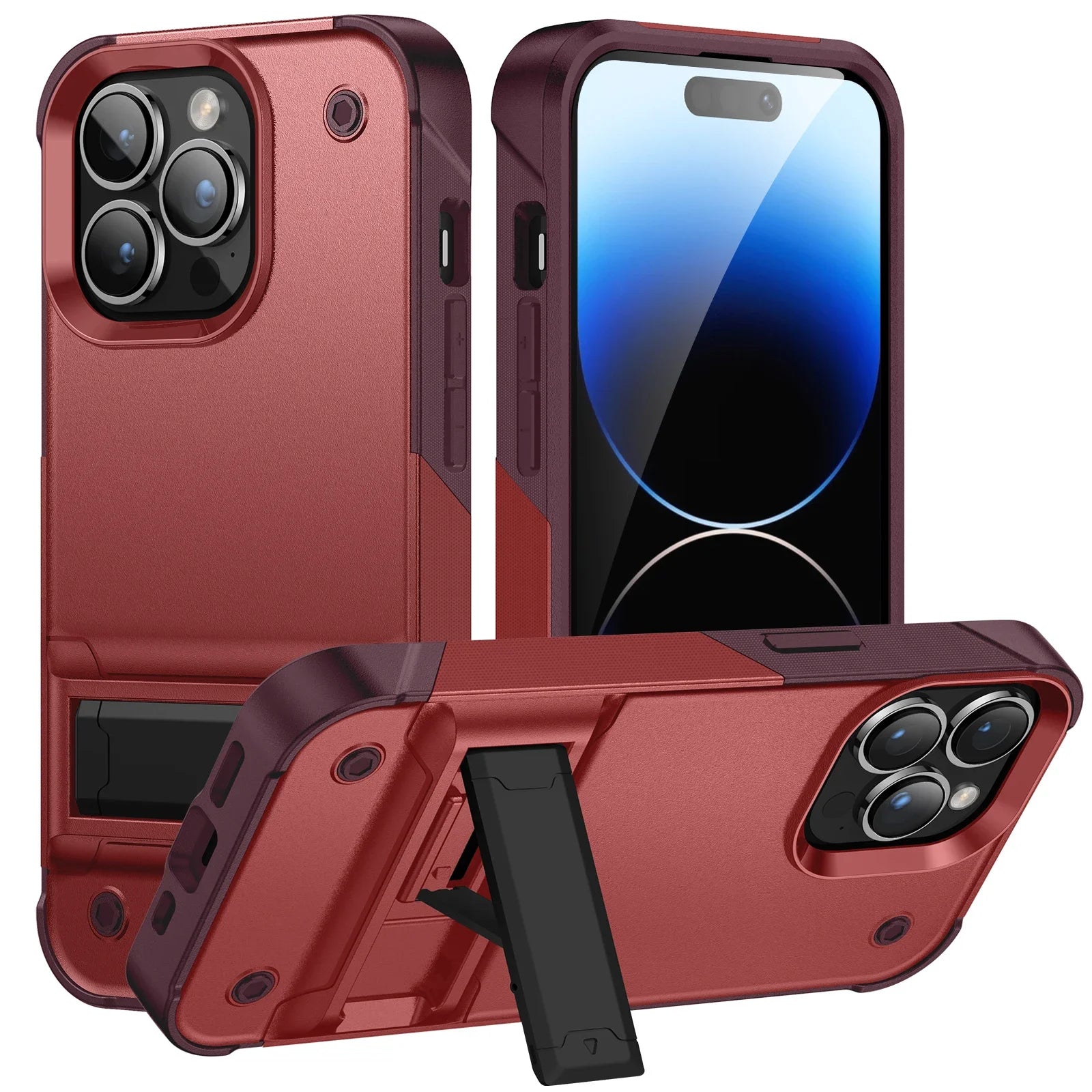 TPU Plastic Kickstand Rugged Armor Shockproof iPhone Case - DealJustDeal