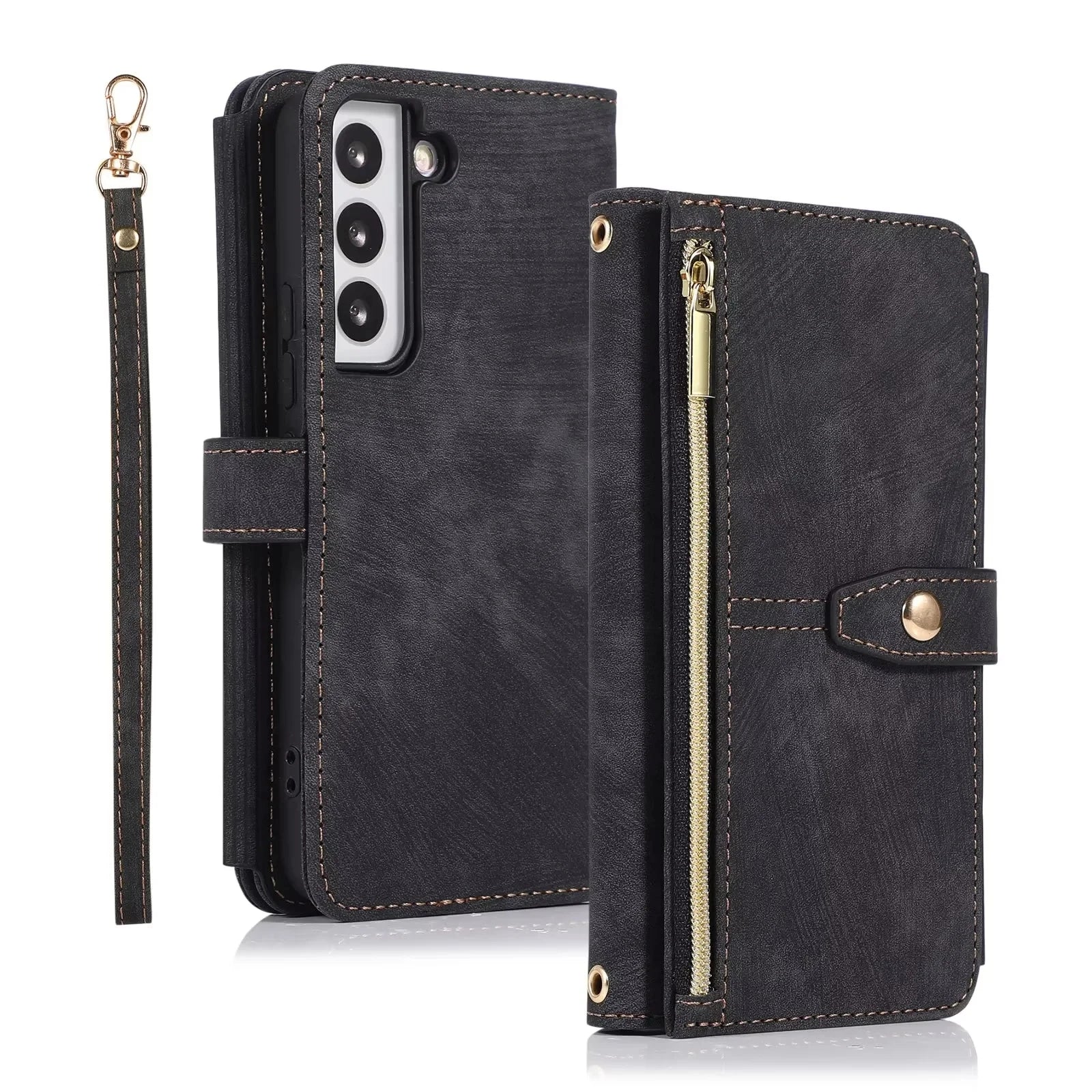 Shoulder Strap Card Holder Leather Wallet Galaxy A, M and S Case - DealJustDeal