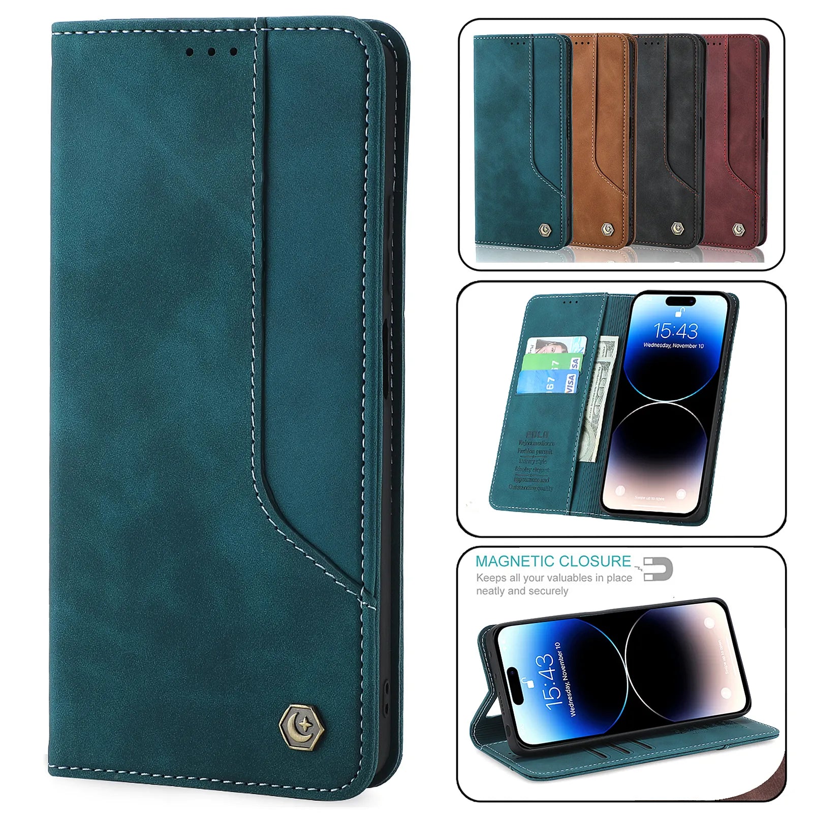 Magnetic Flip Wallet Card Slot Leather iPhone Case - DealJustDeal