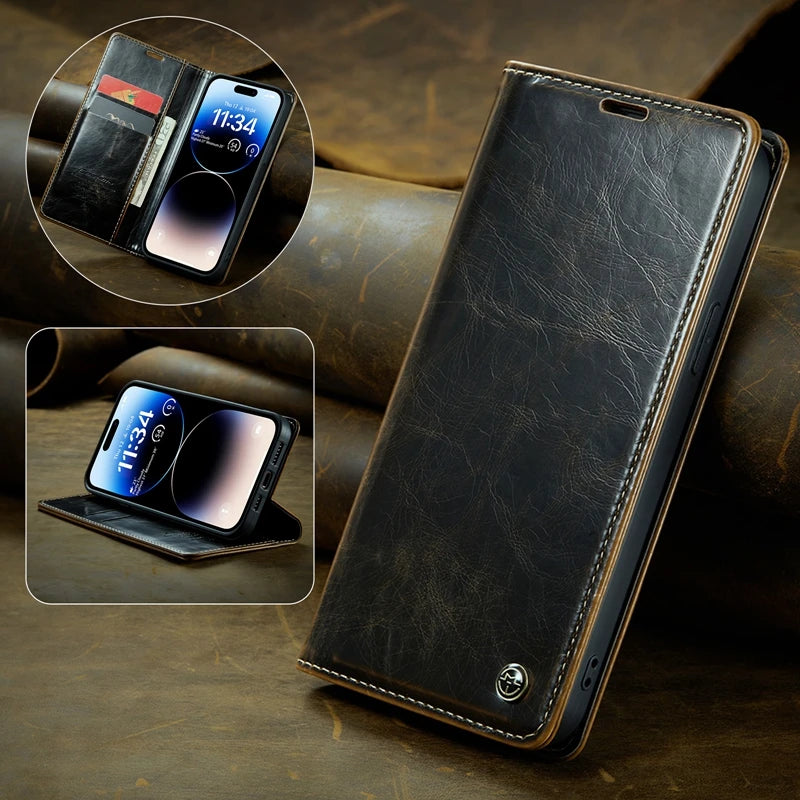 Leather Flip Wallet Galaxy Note and S Case - DealJustDeal