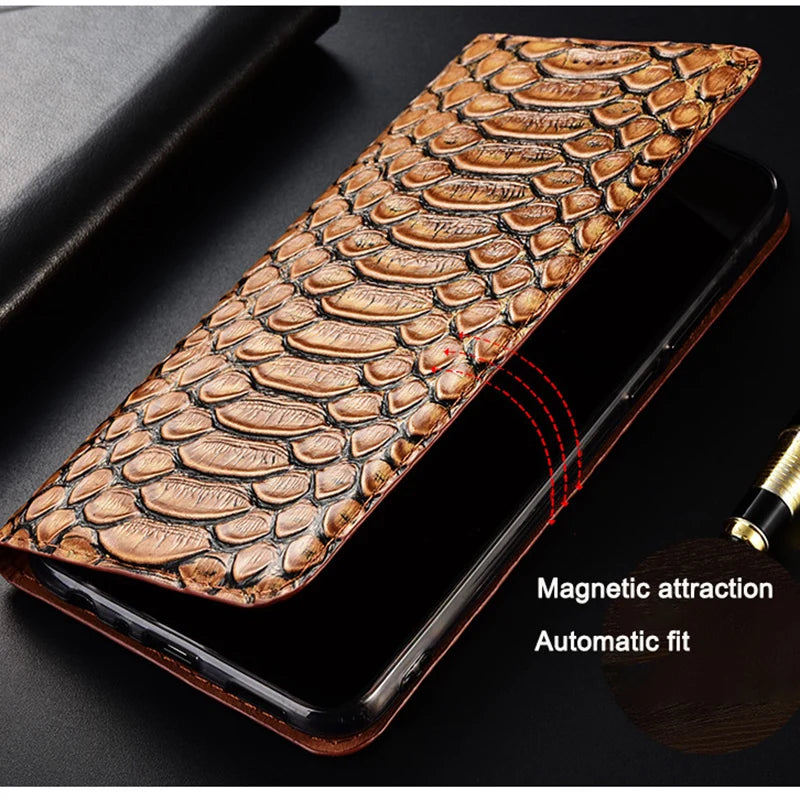 Snakeskin Veins Genuine Leather Galaxy S Case - DealJustDeal