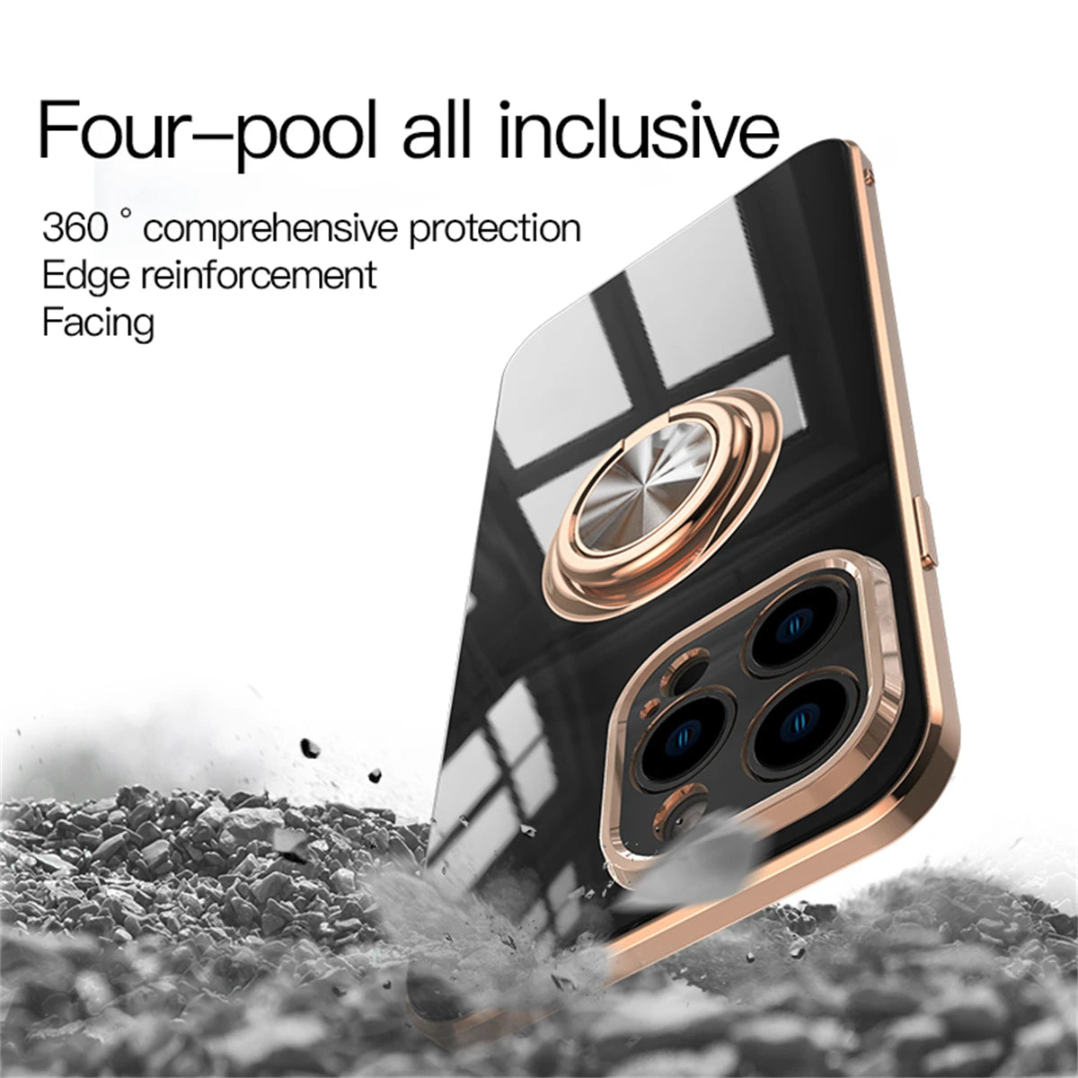 Metal Ring Holder Plating Silicone iPhone Case - DealJustDeal