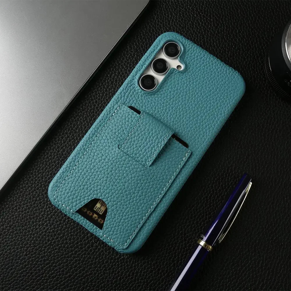 Card Holder Slot Genuine Leather Galaxy A, Note and S Case - DealJustDeal