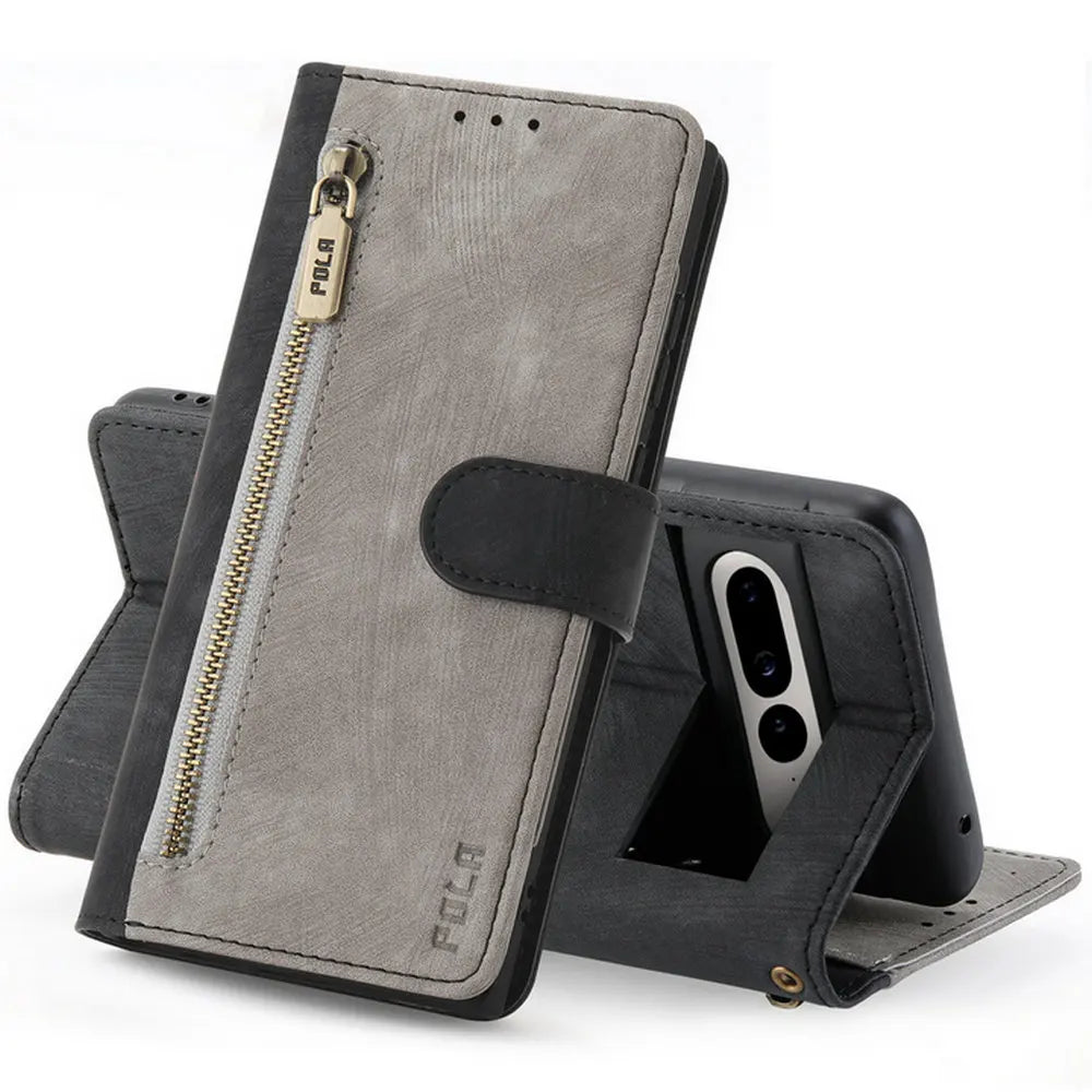 RFID Block Zipper Wallet Leather Google Case - DealJustDeal