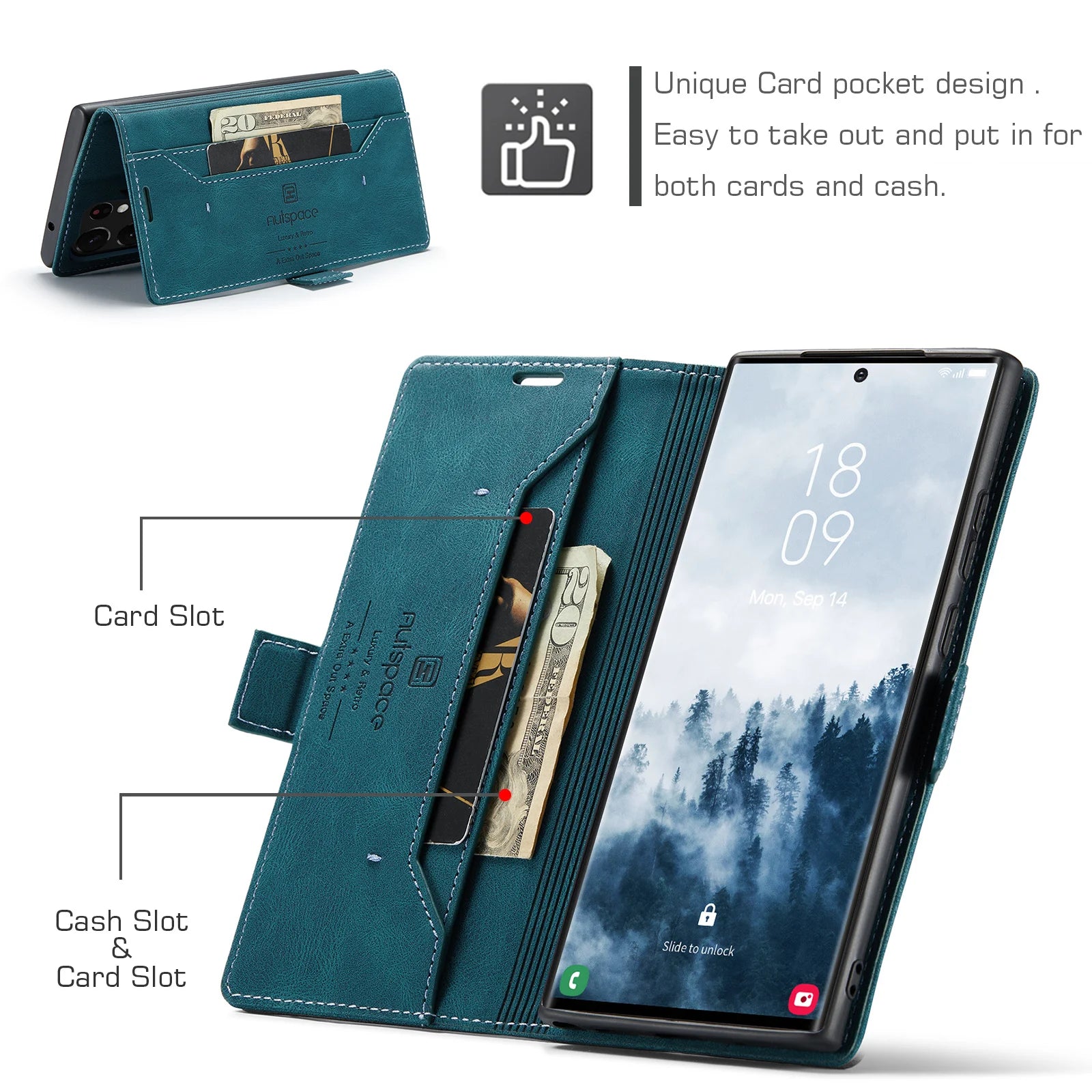 Magnet Flip Card Slot Leather Wallet Galaxy Case - DealJustDeal