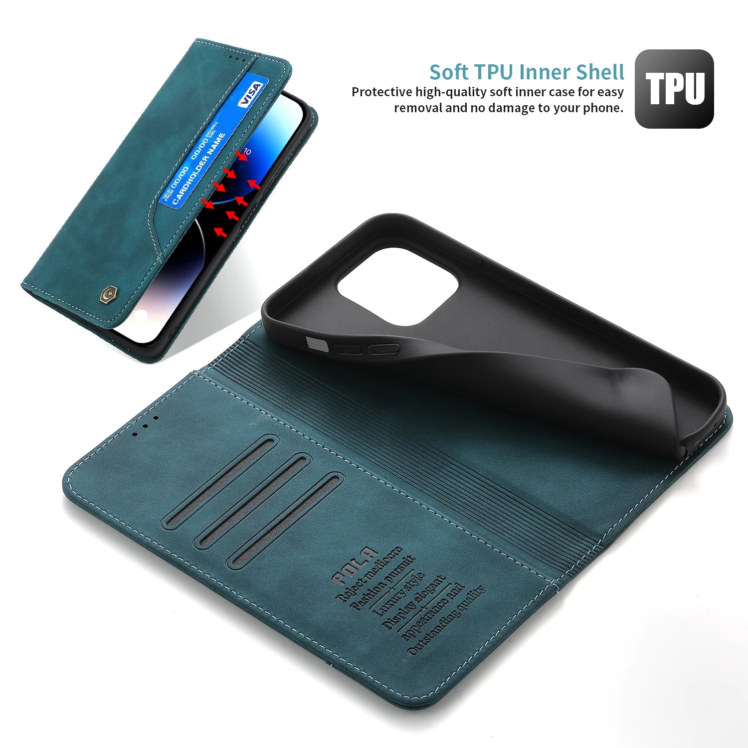 Magnetic Flip Wallet Card Slot Leather iPhone Case - DealJustDeal