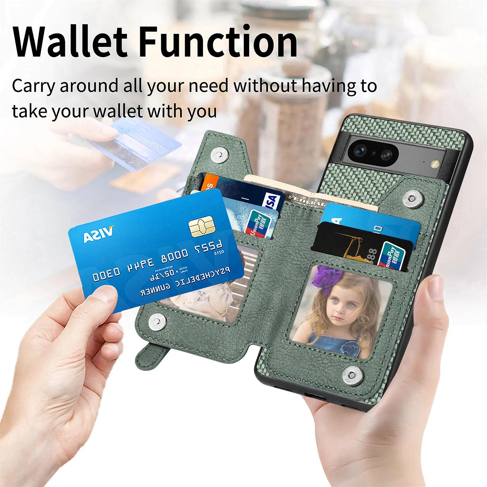 Zipper Wallet Flip Holder Leather Google Case - DealJustDeal