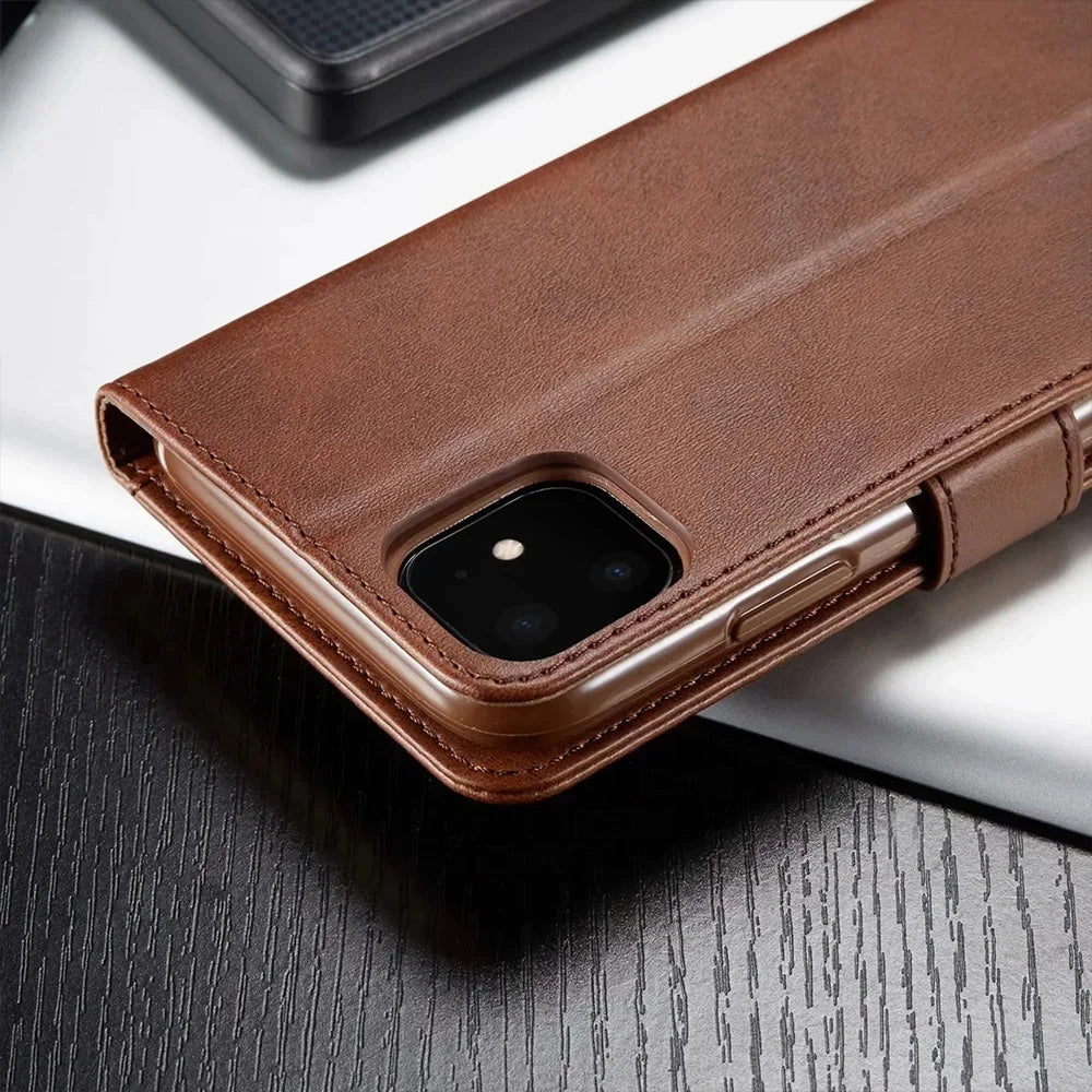 Flip Cover Card Slot Leather Wallet iPhone Case - DealJustDeal