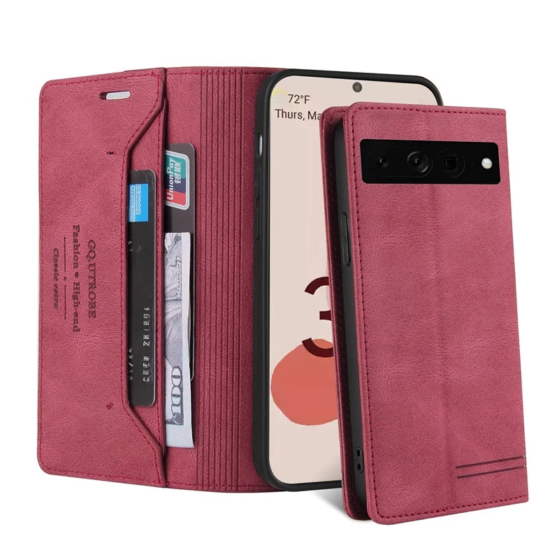 Anti-theft Brush Flip Wallet Leather Google Case - DealJustDeal