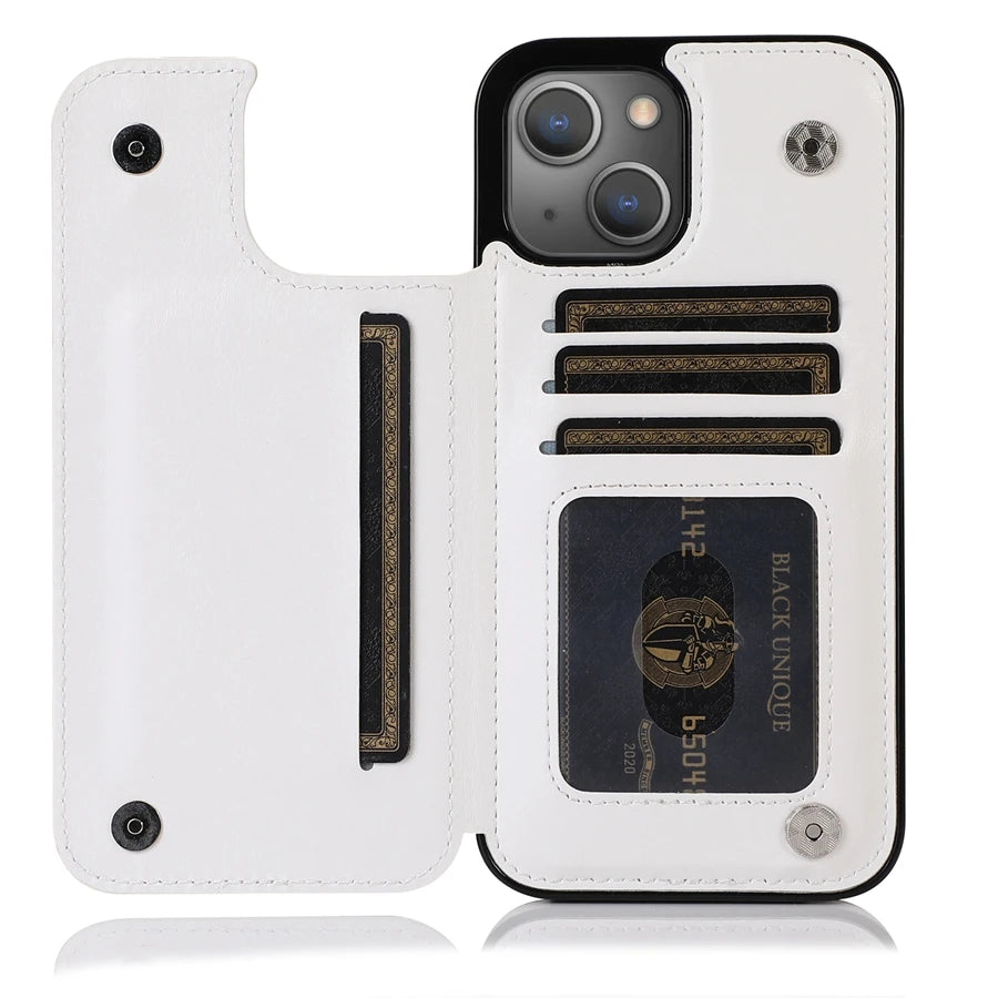 Wallet Card Slots Magnetic Flip Leather iPhone Case - DealJustDeal