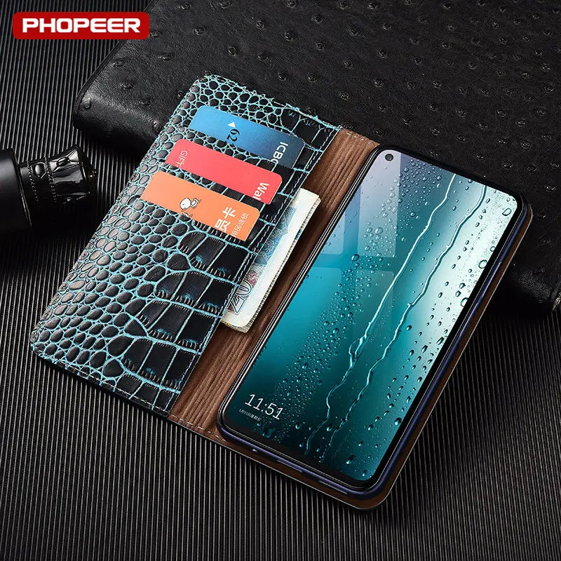 Luxury Crocodile Genuine Leather Flip iPhone Case - DealJustDeal