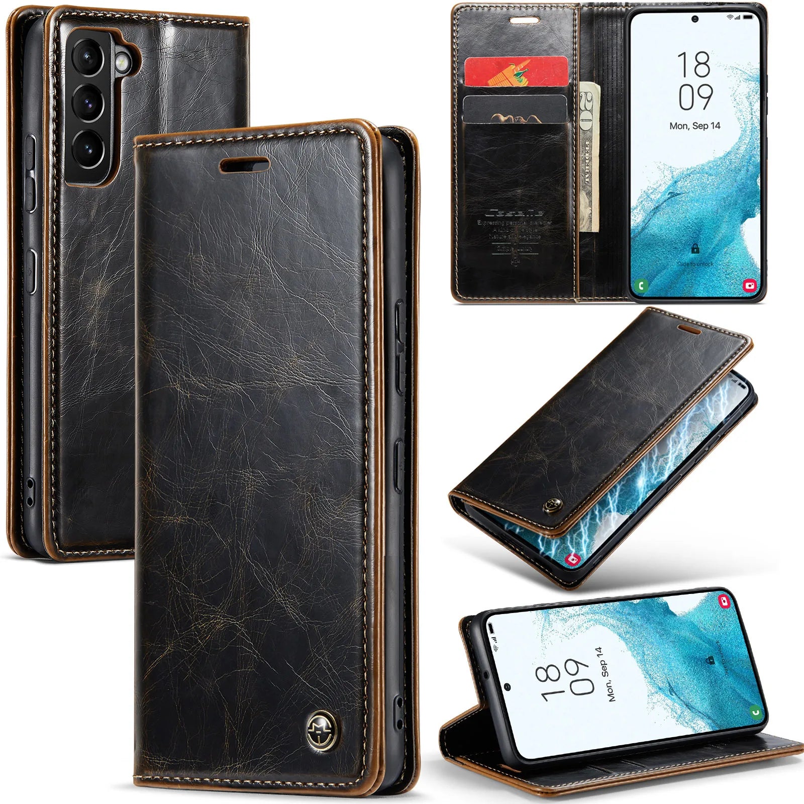 Magnet Flip Leather Wallet Galaxy Note and S Case - DealJustDeal