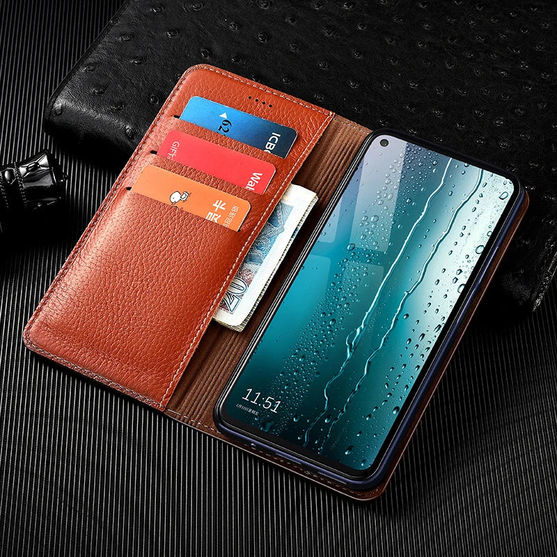 Litchi Patter Genuine Leather Magnetic Flip Google Case - DealJustDeal