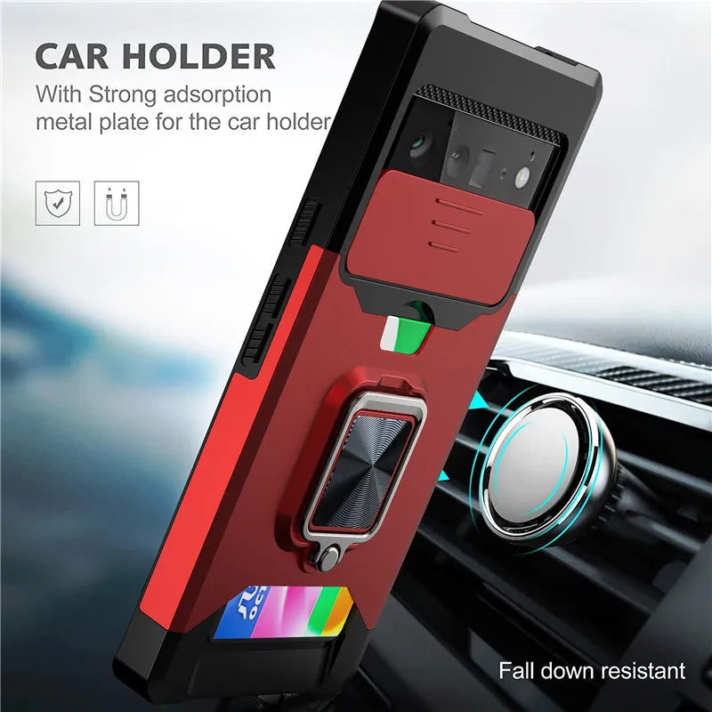 Armor Car Magnetic Ring Google Case With Card Slot - DealJustDeal