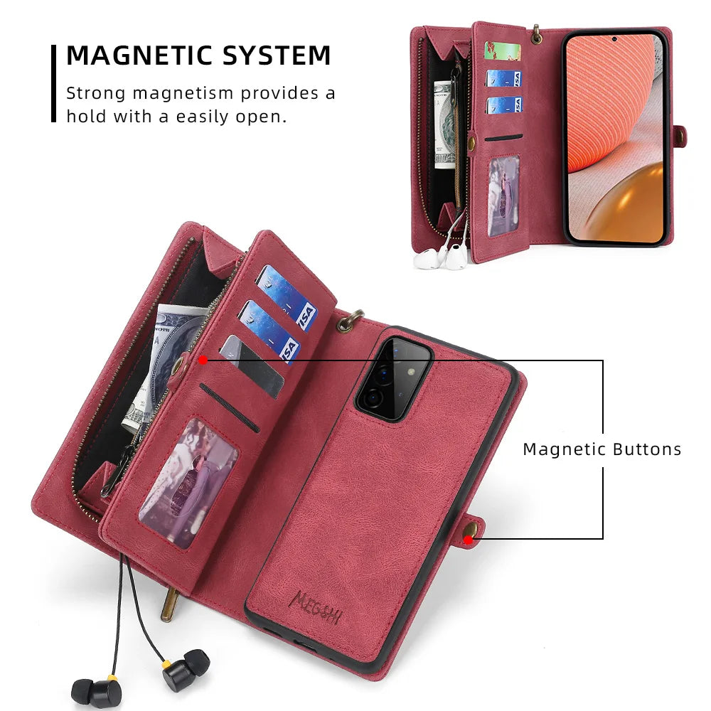 Magnetic Detachable Leather Wallet Flip galaxy A Case - DealJustDeal