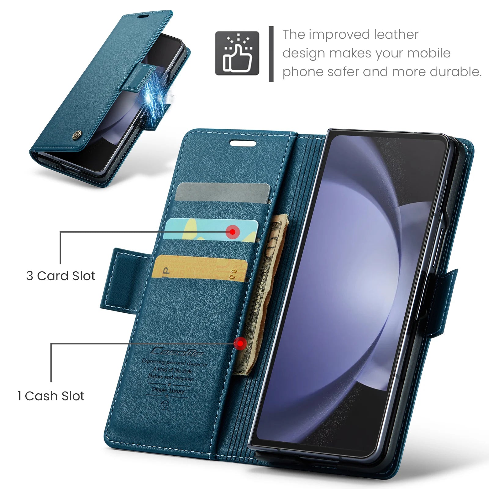 Magnetic Kickstand Card Holder Wallet Leather Galaxy Z Fold Case - DealJustDeal