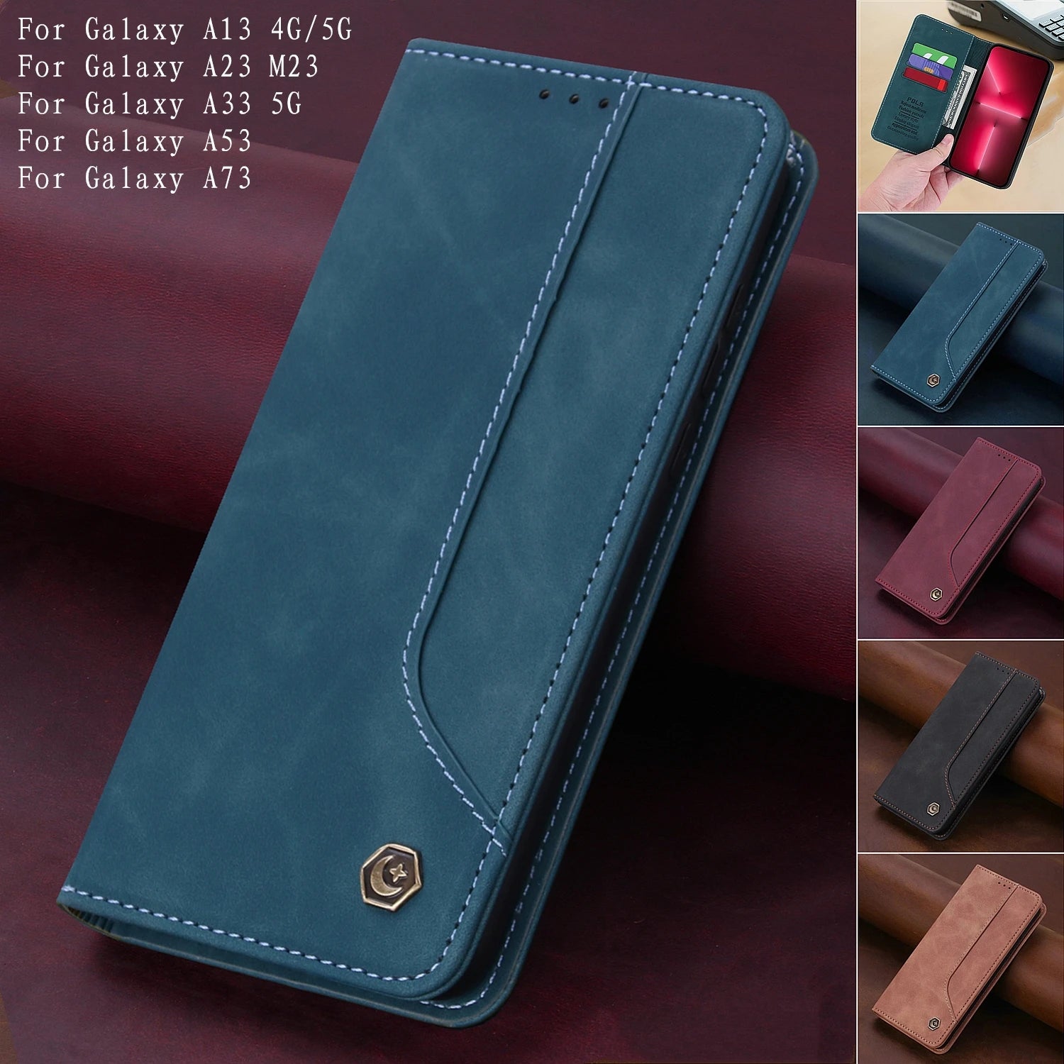 Wallet Magnetic Card Holder Leather Galaxy A Case - DealJustDeal