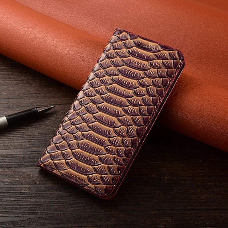 Snake Texture Genuine Leather Google Case - DealJustDeal