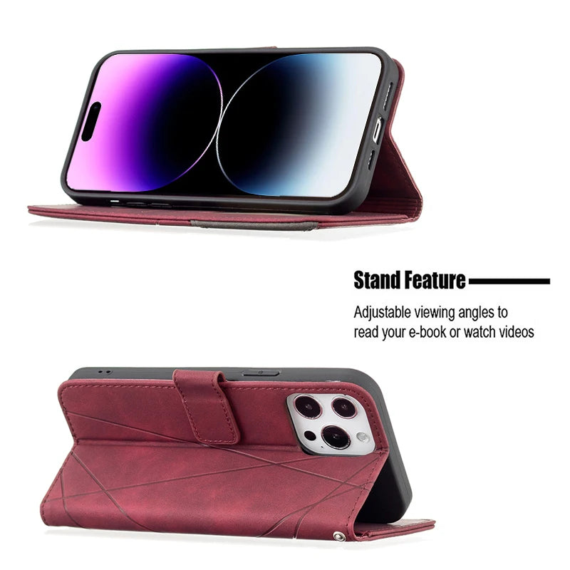 Wallet Magnetic Flip Shockproof Leather iPhone Case - DealJustDeal