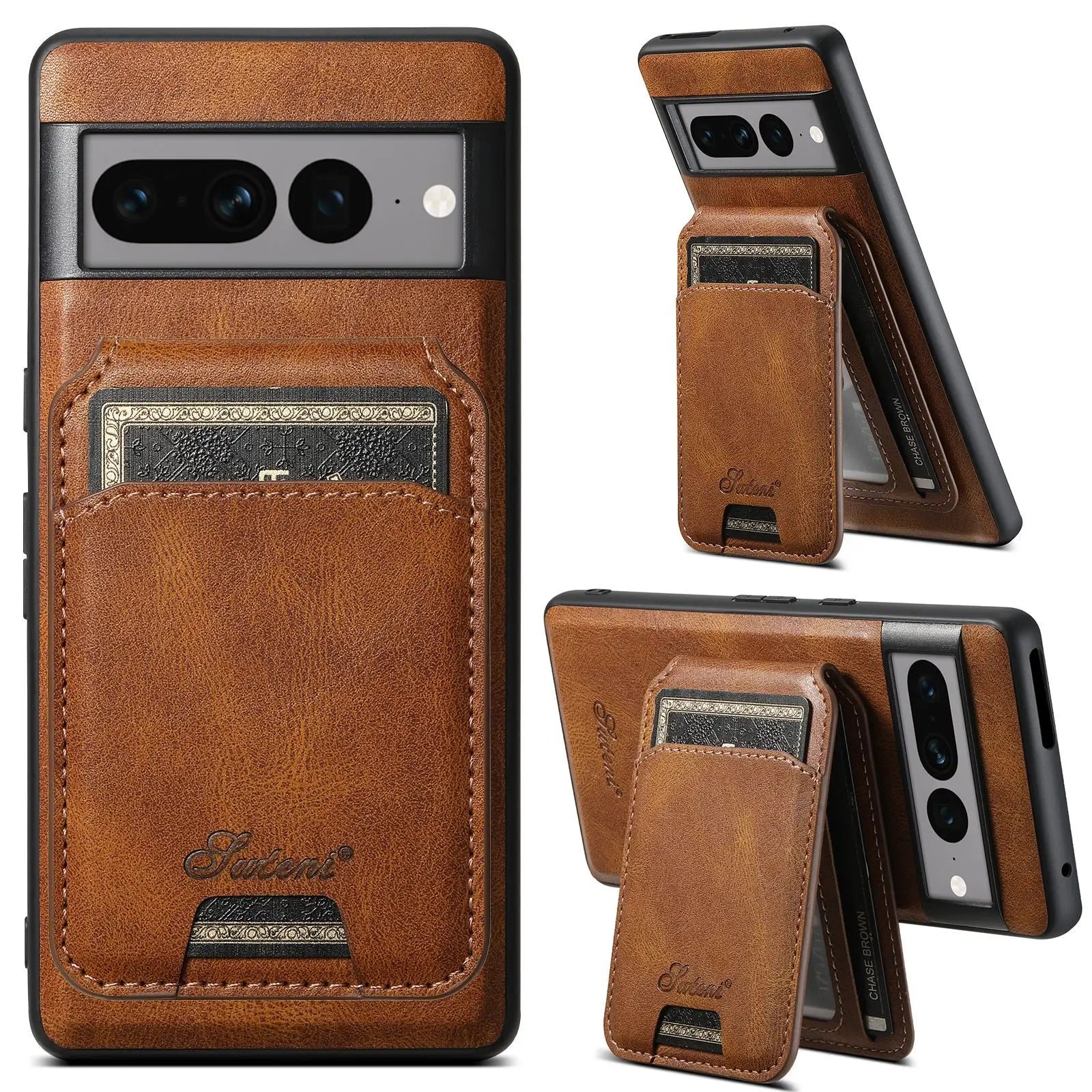 Shockproof 2in1 Card Pocket Stand Holder Magnetic PU Leather Google Case - DealJustDeal