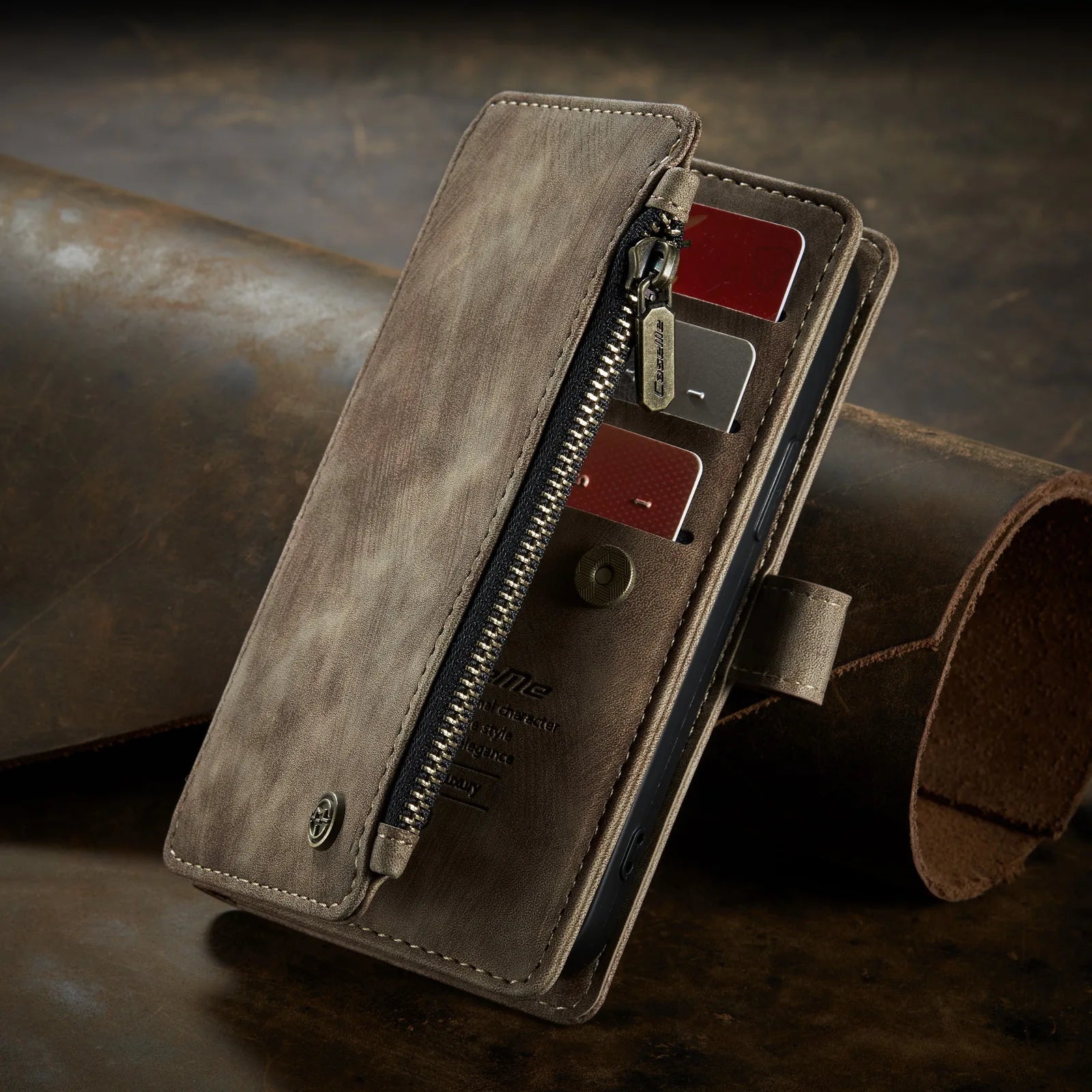 Zipper Card Slot Wallet Leather iPhone Case - DealJustDeal