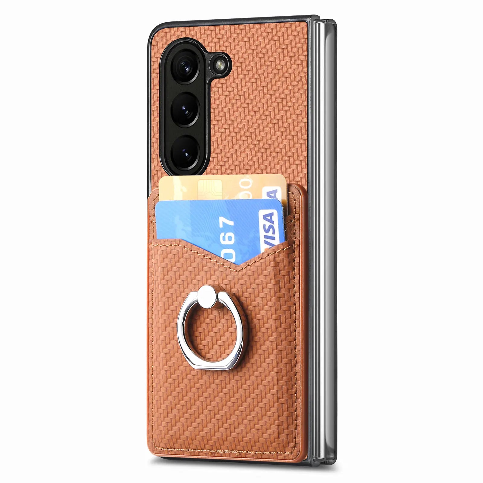 Carbon Fiber Magnetic Cards Slot Wallet Galaxy Z Fold Case - DealJustDeal