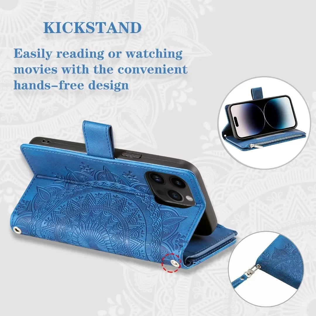 Card Wallet Embossing Leather Flip Galaxy Note and S Case - DealJustDeal