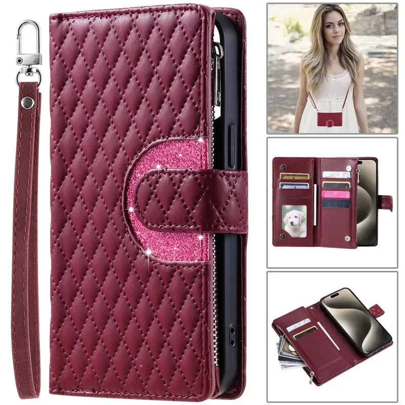 Flip Leather Zipper Wallet Galaxy Note Case - DealJustDeal