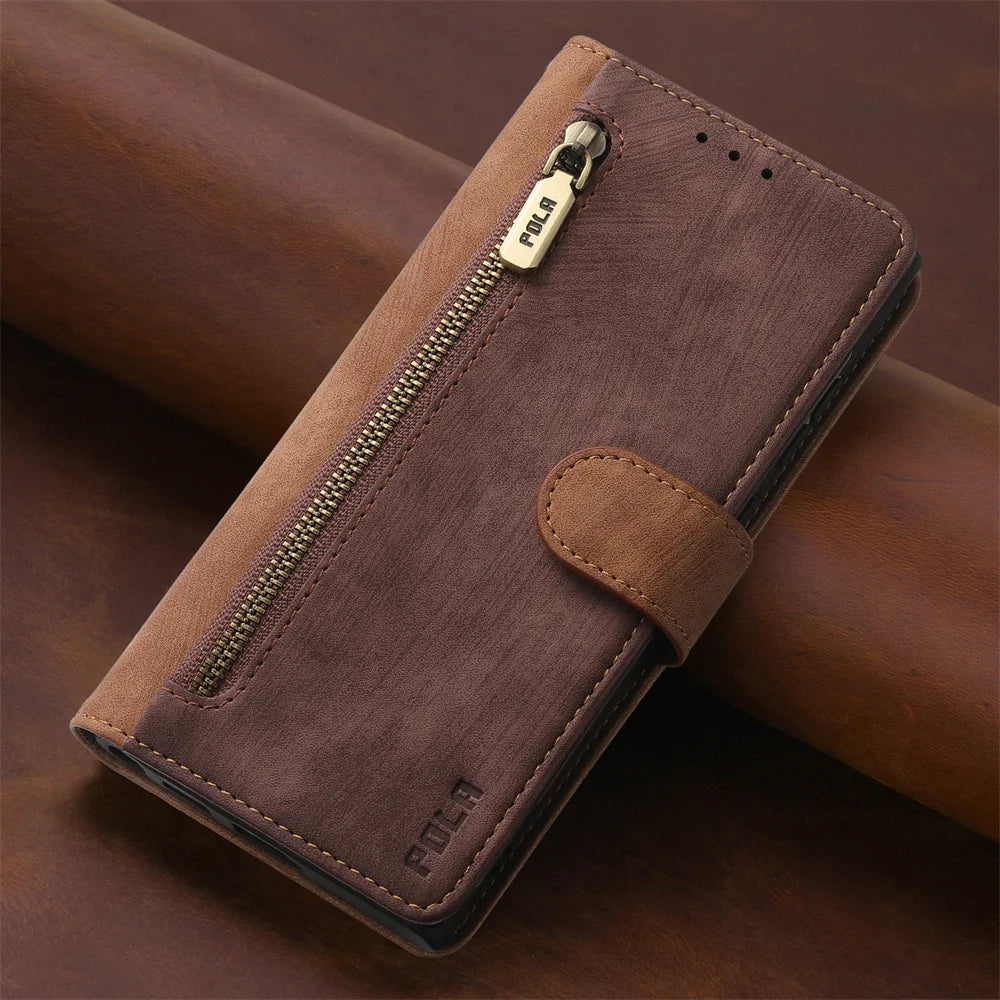 RFID Block Zipper Wallet Leather Google Case - DealJustDeal