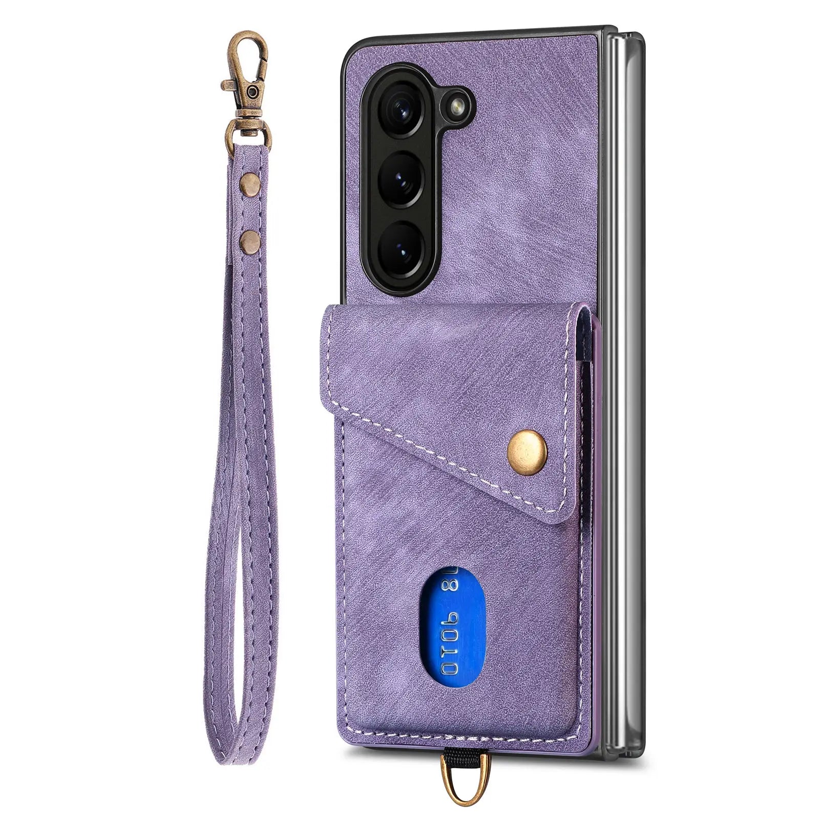 Hand Strap Flip Anti Drop Leather Wallet Galaxy Z Fold Case - DealJustDeal