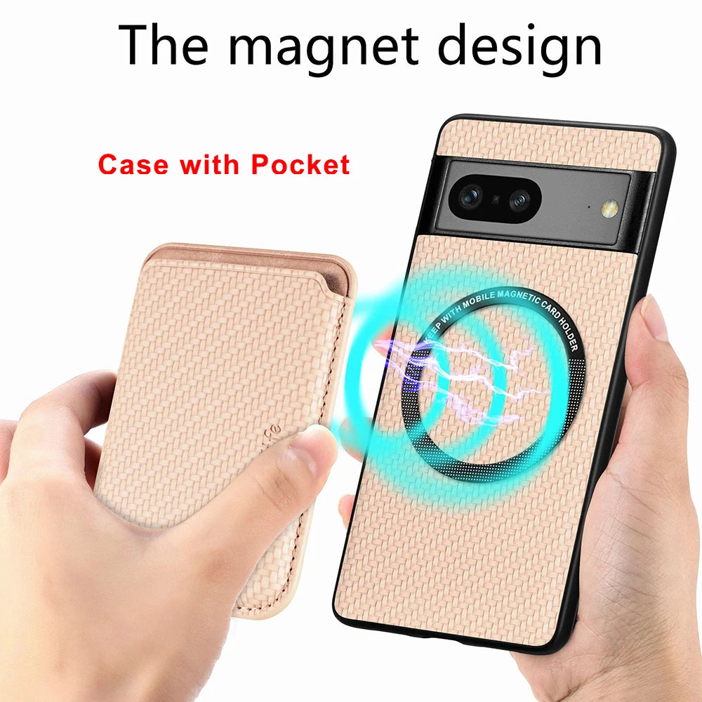 Carbon Fiber Texture Leather Magnetic Google Case - DealJustDeal