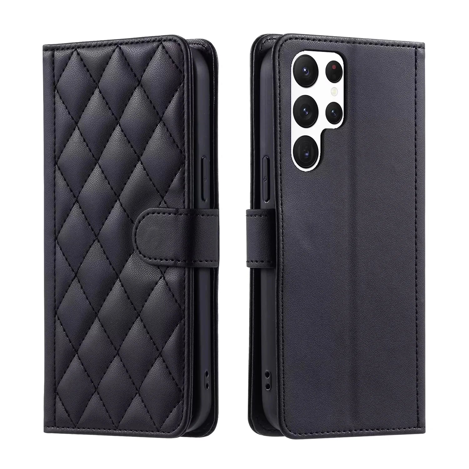 Lanyard Flip Checkered Leather Galaxy A, Note and S Case - DealJustDeal