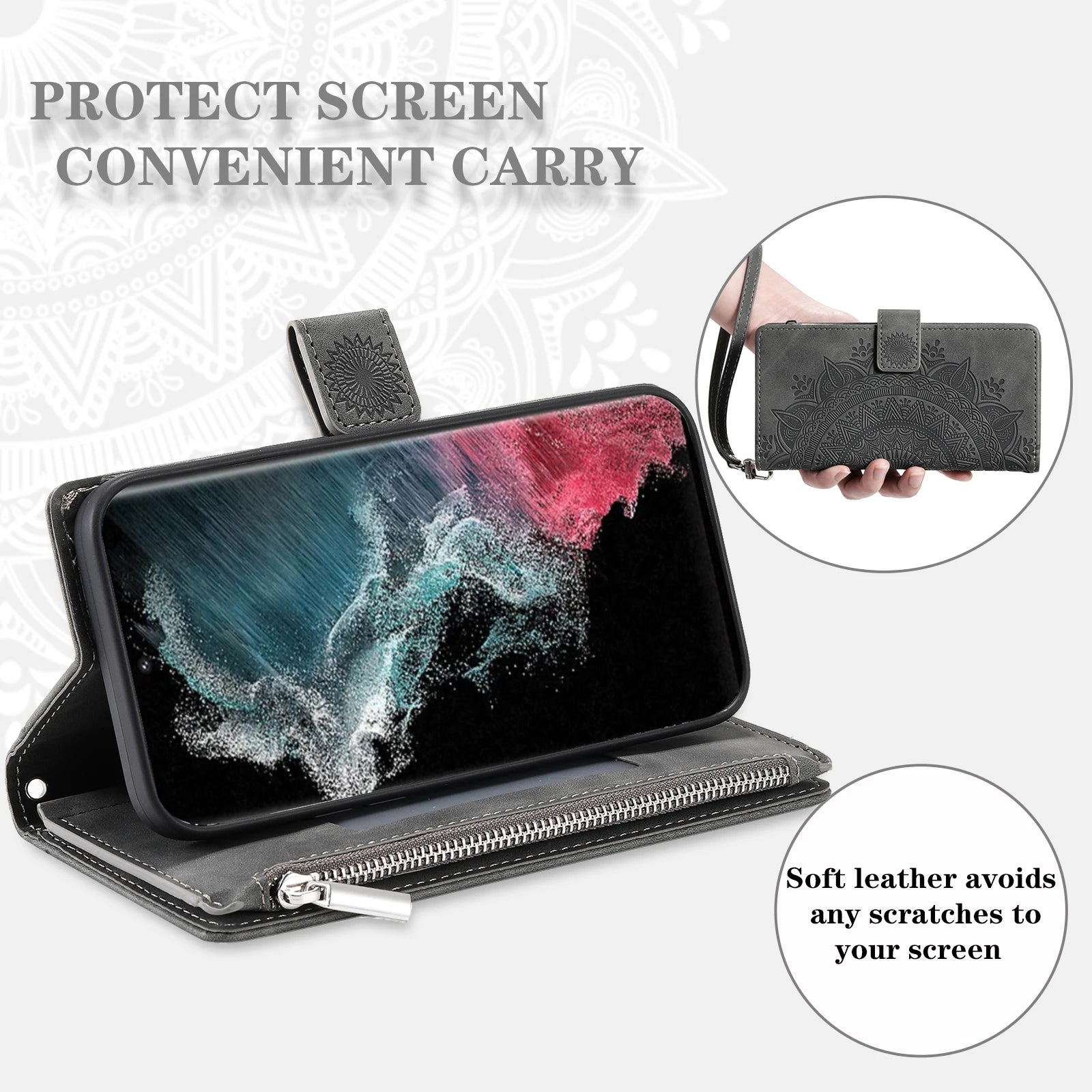 Embossing Card Wallet Leather Flip Galaxy A and S Case - DealJustDeal