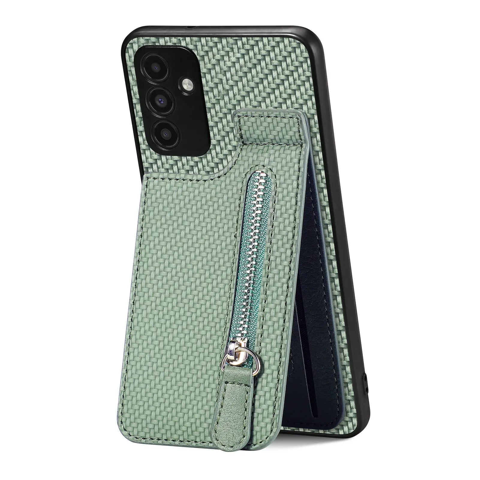 Magnetic Zipper Carbon Fiber Leather Galaxy A Case - DealJustDeal